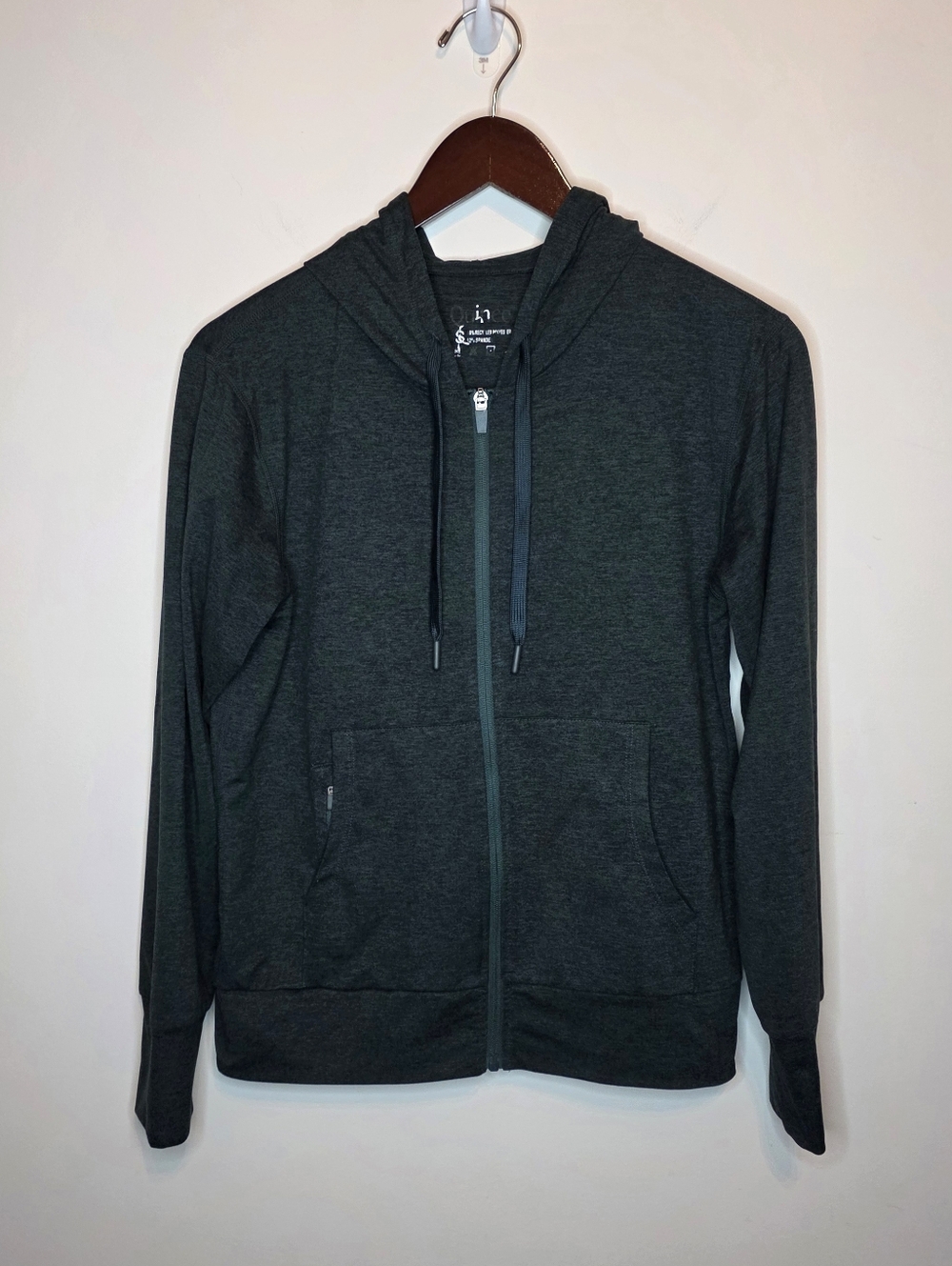 Quince Heather Green Flowknit Ultra Soft Performance Full Zip Hoodie Size Small